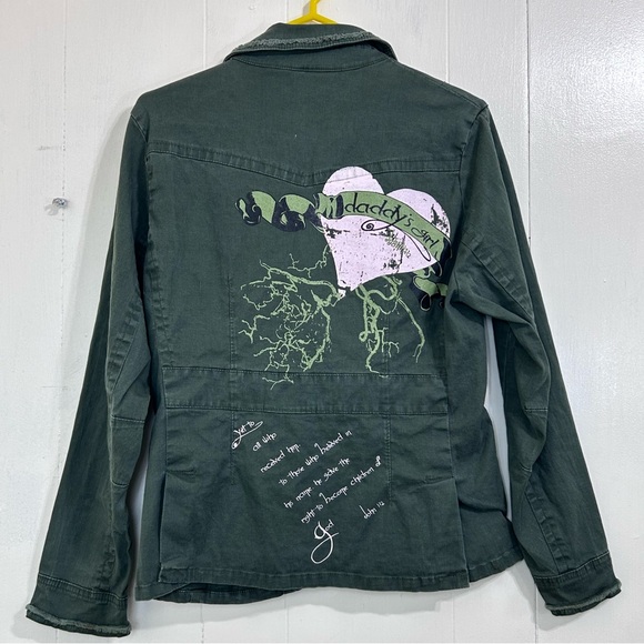 Vintage Painted Jacket Size XL Military Green Utility Jacket Size XL